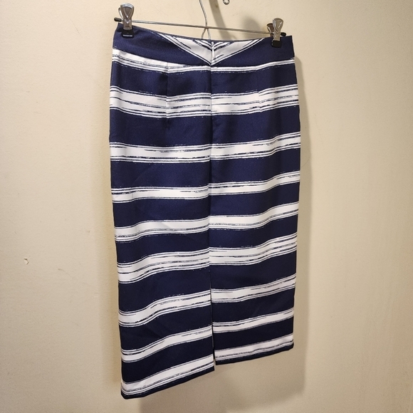 ZARA BASIC COLLECTION  stripes blue and white pencil midi Skirt size S - Picture 12 of 13